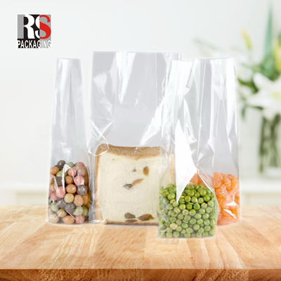 Busta di fondo piatto di cellophane per alimenti industriali con manico di sigillamento aperto piatto 4x8x20cm