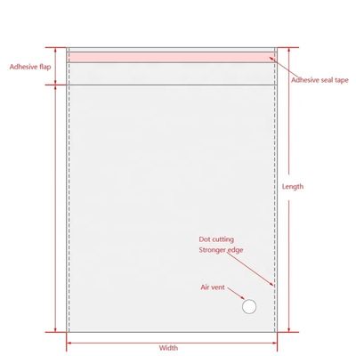Comodo OPP Poly Bag Transparente Opp Plastic Bag Con Nastro Adesivo