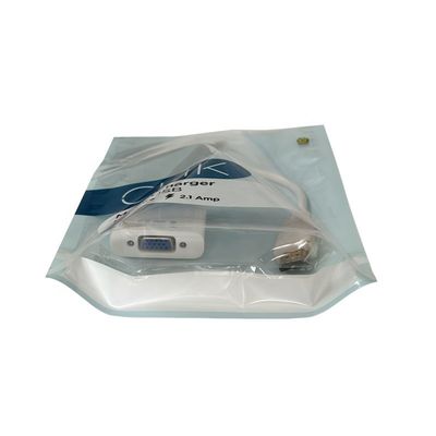 Imballaggio della linea di filo trasparente stand up sacca cerniera resistente all'umidità per l'imballaggio del cavo USB