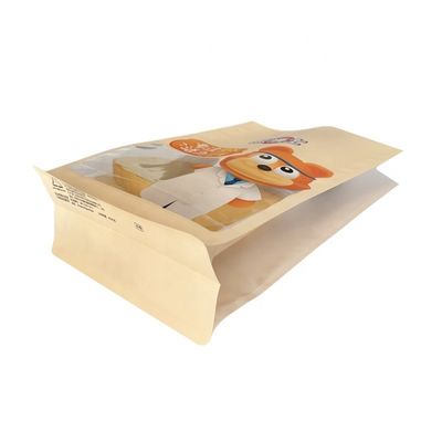 Sacchetto di imballaggio alimentare a fondo piatto a gomma laterale per polvere snack biscotti noci cereali spezia