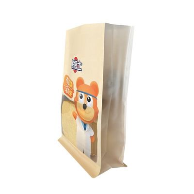 Sacchetto di imballaggio alimentare a fondo piatto a gomma laterale per polvere snack biscotti noci cereali spezia