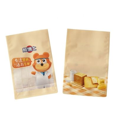 Sacchetto di imballaggio alimentare a fondo piatto a gomma laterale per polvere snack biscotti noci cereali spezia