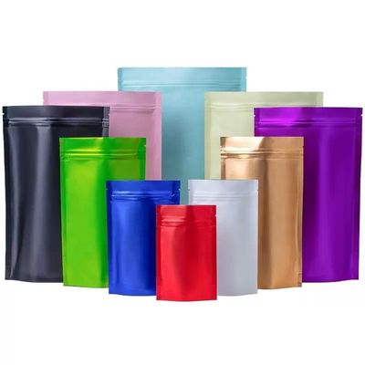 Borsa con cerniera a schiena di colorato di foglio metallico Borsa con cerniera lucida di colore opaco Borsa di imballaggio