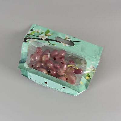 Sacchetto trasparente per imballaggio di frutta e verdura fresca in plastica per uso alimentare con design personalizzato, anti-appannamento, con manico e zip