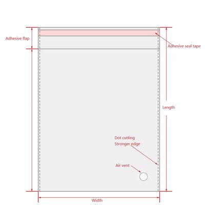 Imballaggio di magliette personalizzate Sacchetti di plastica trasparenti trasparenti con autoadesivo
