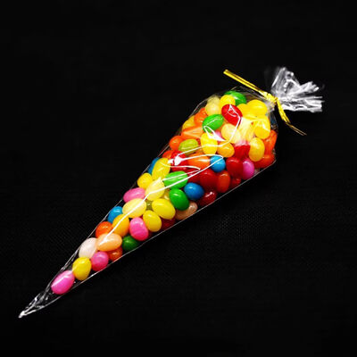Cello Cellophane Candy Cone Bag Special Shape Popcorn Bag Triangolo Sacchetto di pasticceria in plastica trasparente