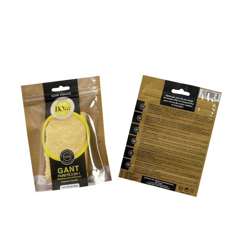 Stampa a gravura con imballaggio a marca personalizzato Face Mitt Packing Ziplock Seal Cosmetic Bag