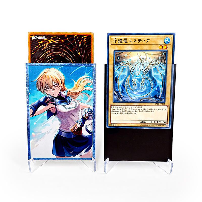 Maniche di carte d'arte stampate su misura per Yugioh TCG Cartoline di gioco animate olografiche